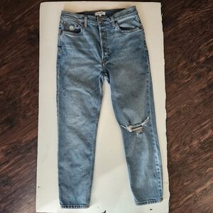 Redone 90s High Rise Ankle Worn Blue Destroy Size 29